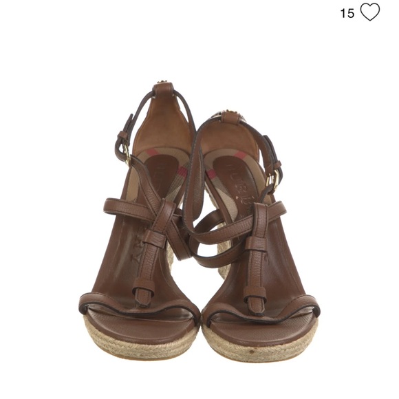 Burberry Brown Wedge Sandal. Size 38.5. Run small. Size 7.8/8 - Picture 2 of 7